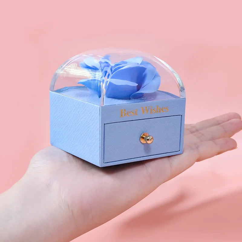 Heart Pendant Necklaces For Women With Rose Flower Gift Box Girlfriend Mother Family Birthday Fashion Romantic Surprise Gifts