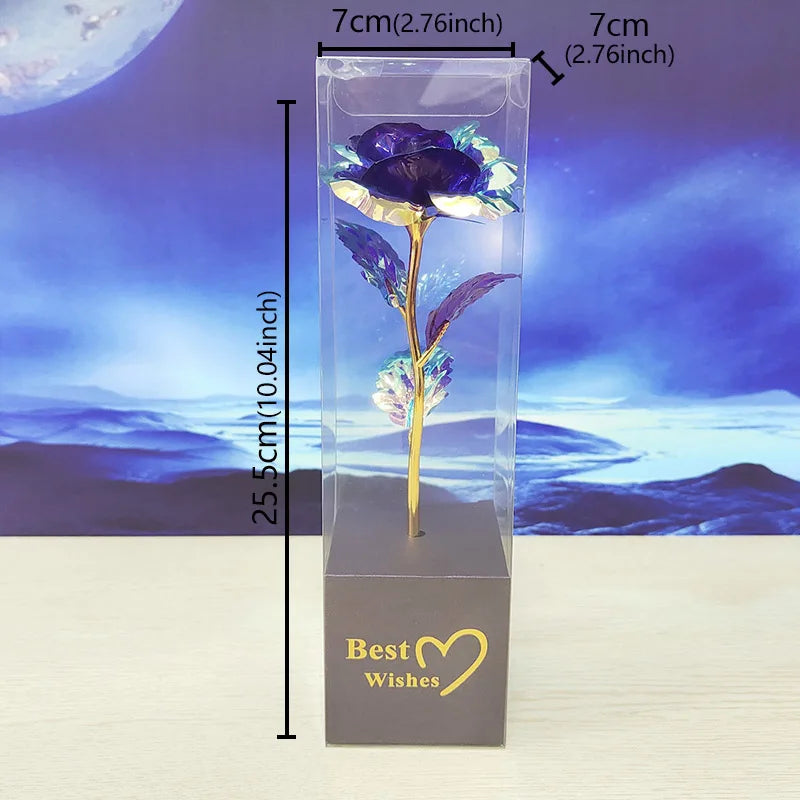 Galaxy Rose Eternal 24K Gold Flower Foil Plastic Artificial Roses Valentines Day Forever Wedding Decor Roses Creative Gift Decor