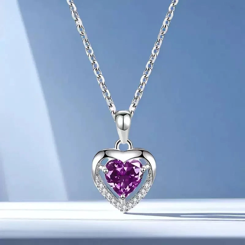 Heart Pendant Necklaces For Women With Rose Flower Gift Box Girlfriend Mother Family Birthday Fashion Romantic Surprise Gifts