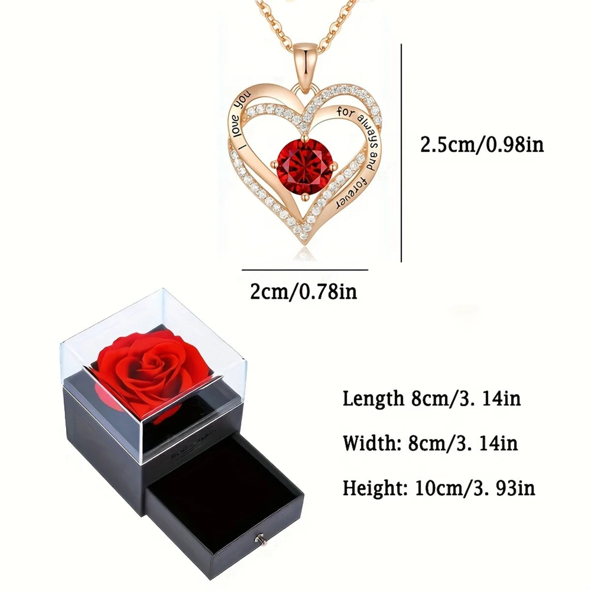 Luxury Red Zircon Pendant Necklaces with Rose Flower Gift Box For Girlfriend Women I Love You Gifts 2025 Trendy Wedding Jewelry