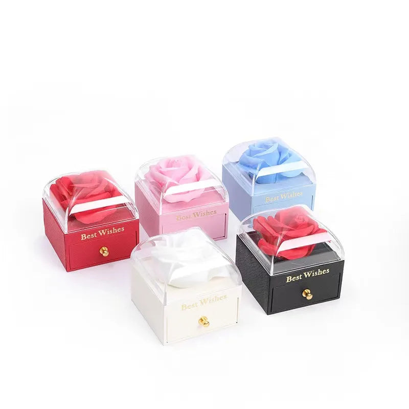 Heart Pendant Necklaces For Women With Rose Flower Gift Box Girlfriend Mother Family Birthday Fashion Romantic Surprise Gifts