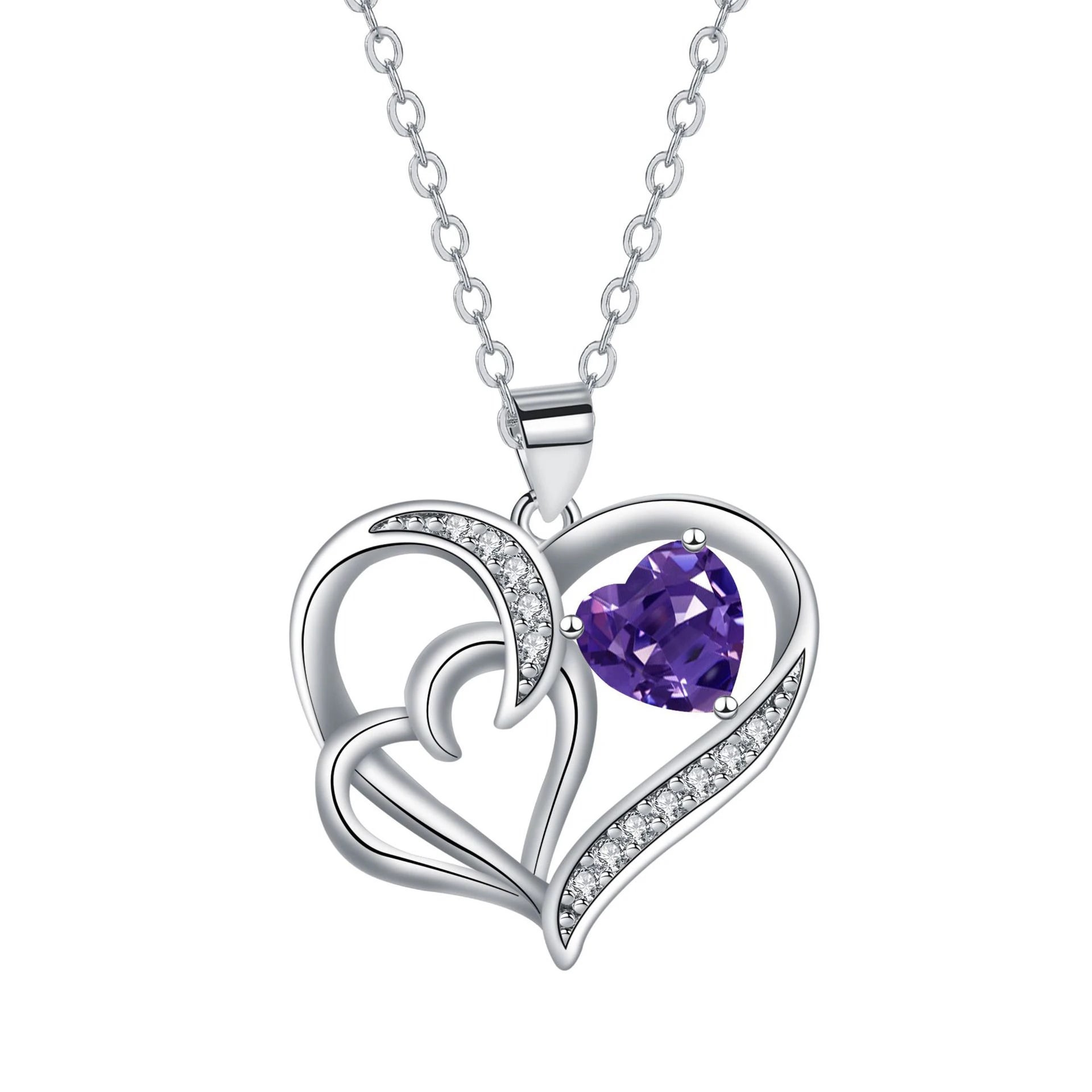 Heart Copper Zircon Pendant Necklaces With Cute Bear Rose Flower Gift Box New Christmas Friends Birthday Valentine Gifts