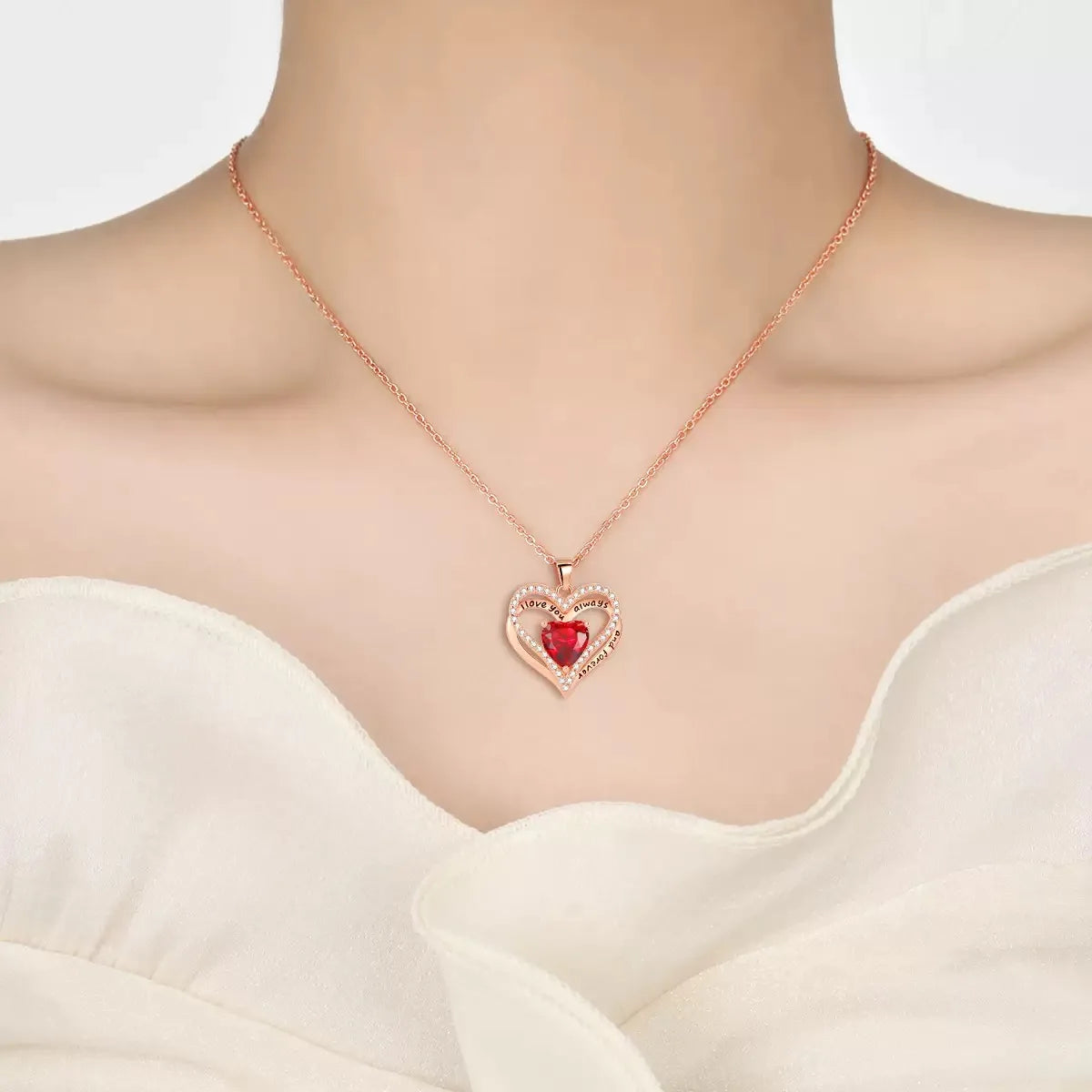 Heart Pendant Necklaces For Women With Rose Flower Gift Box Girlfriend Mother Family Birthday Fashion Romantic Surprise Gifts