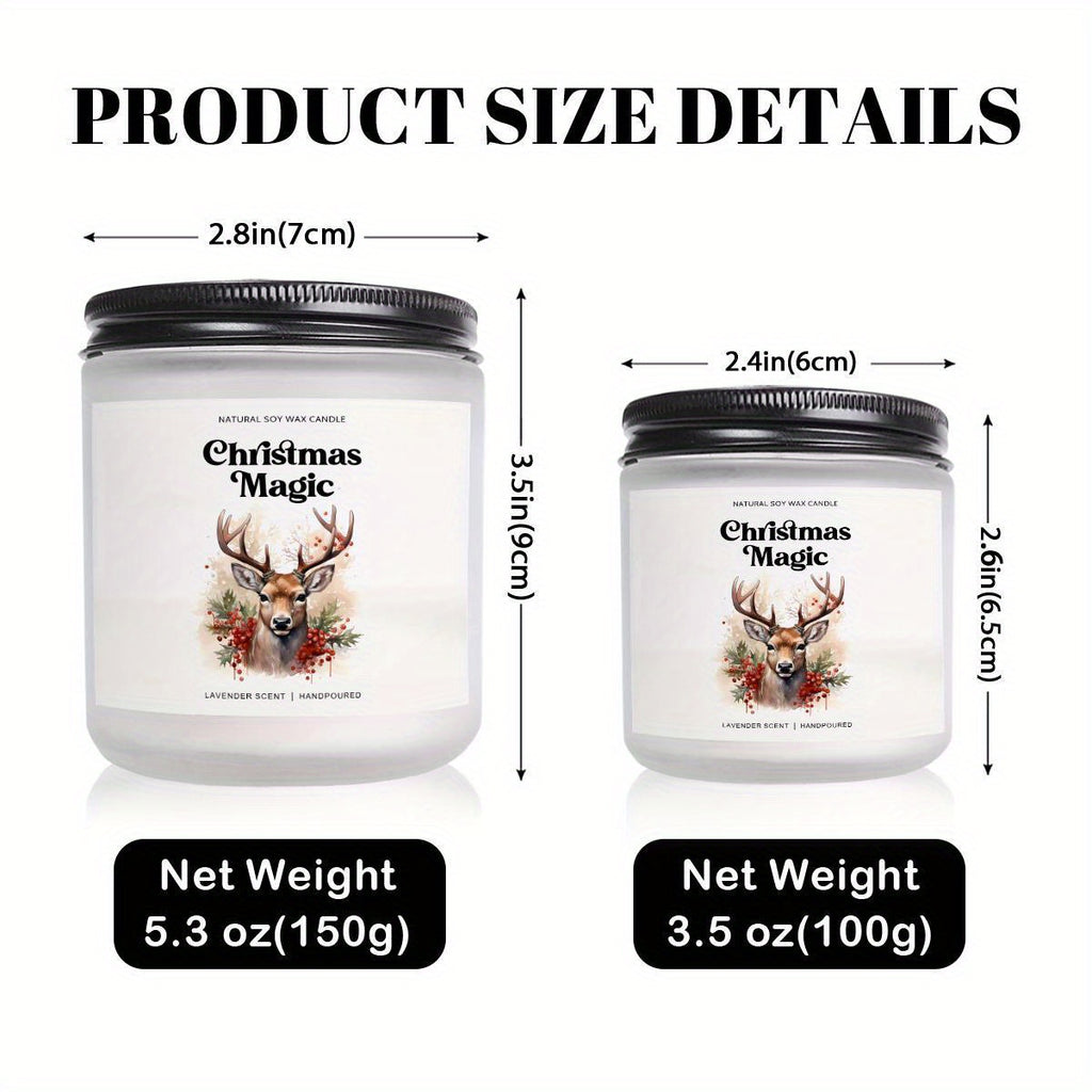 1pc Christmas Magic Lavender Scented Soy Wax Candle in Glass Jar - Smoke-Free Essential Oils, Festive Holiday Centerpiece, Natural Aromatherapy Candle for Home Decor, Xmas Gifts, and Seasonal Ambiance