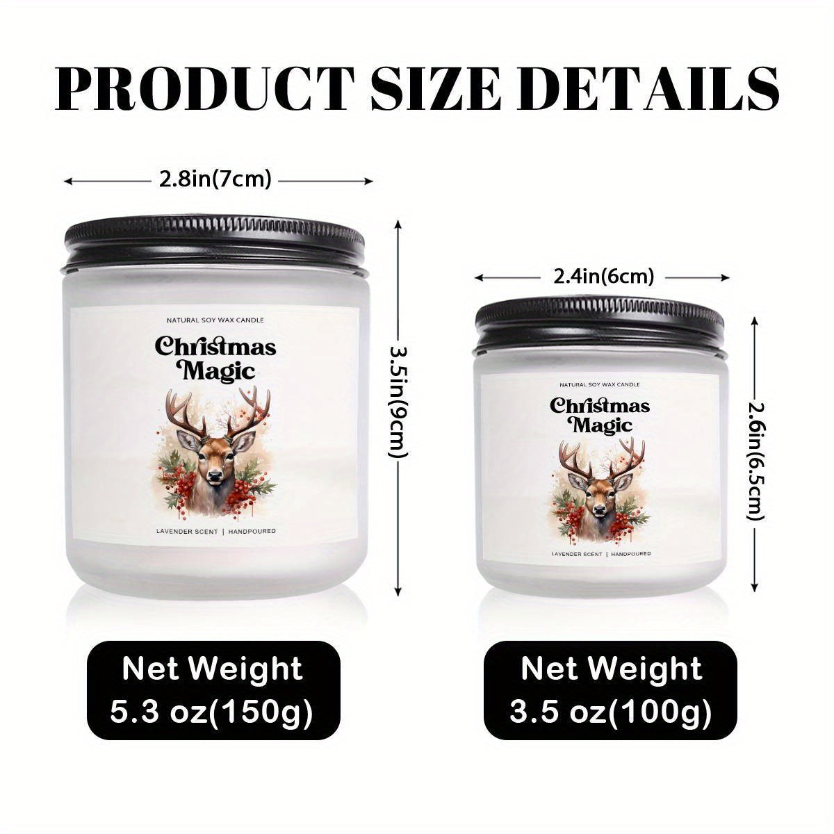 1pc Christmas Magic Lavender Scented Soy Wax Candle in Glass Jar - Smoke-Free Essential Oils, Festive Holiday Centerpiece, Natural Aromatherapy Candle for Home Decor, Xmas Gifts, and Seasonal Ambiance