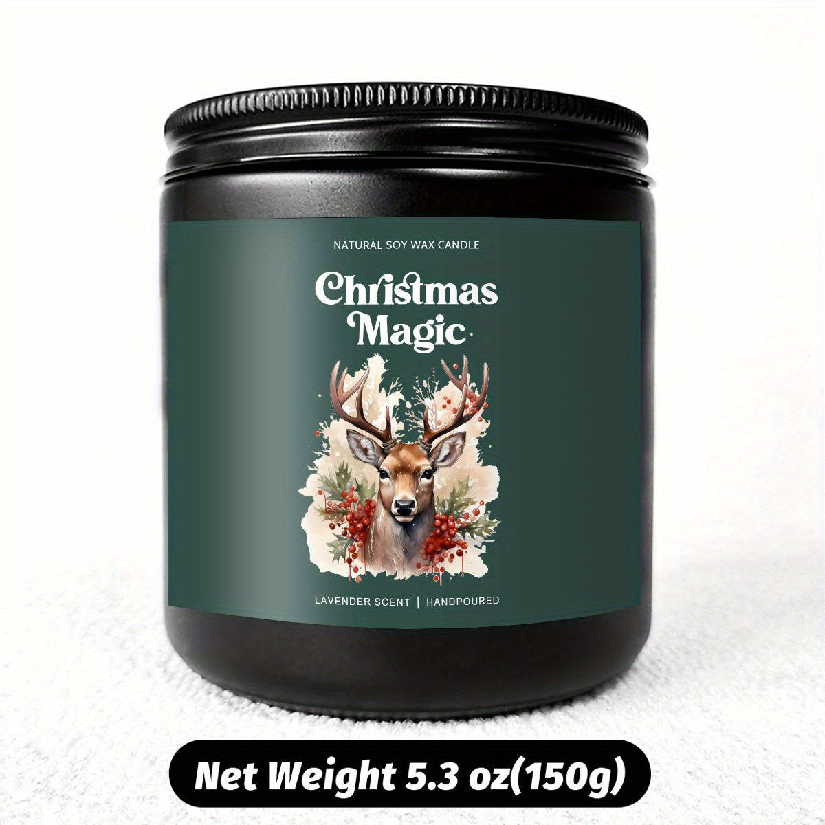 1pc Christmas Magic Lavender Scented Soy Wax Candle in Glass Jar - Smoke-Free Essential Oils, Festive Holiday Centerpiece, Natural Aromatherapy Candle for Home Decor, Xmas Gifts, and Seasonal Ambiance