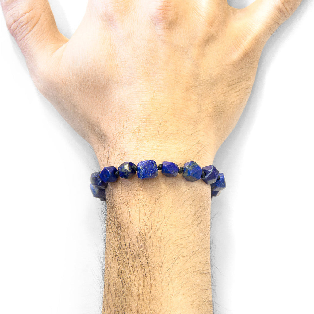 Blue Lapis Lazuli Zebedee Silver and Stone Beaded Macrame Bracelet