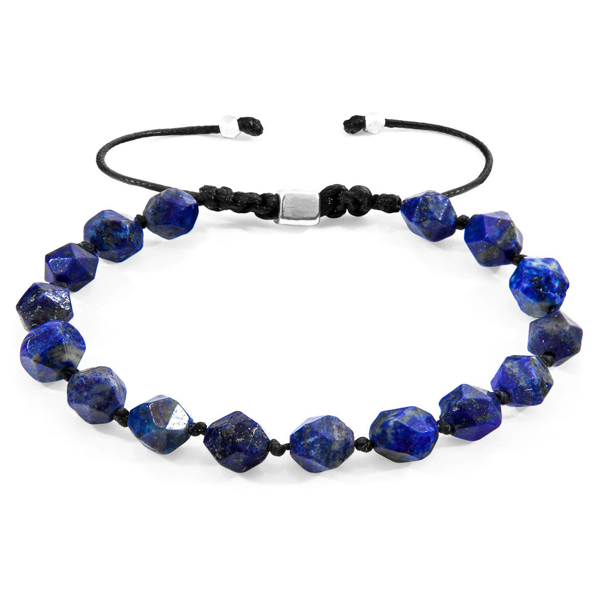 Blue Lapis Lazuli Zebedee Silver and Stone Beaded Macrame Bracelet