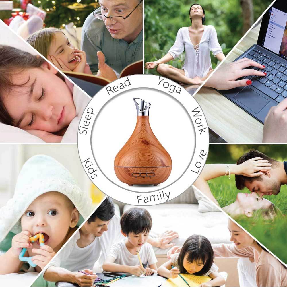 Essential Oil Aroma Diffuser Tulip Light Wood  -Ultrasonic Mist