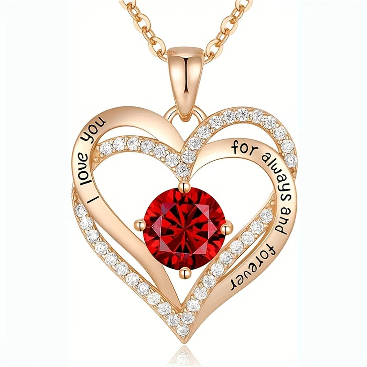 Luxury Red Zircon Pendant Necklaces with Rose Flower Gift Box For Girlfriend Women I Love You Gifts 2025 Trendy Wedding Jewelry