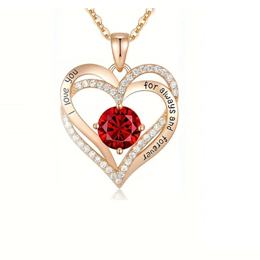 Luxury Red Zircon Pendant Necklaces with Rose Flower Gift Box For Girlfriend Women I Love You Gifts 2025 Trendy Wedding Jewelry