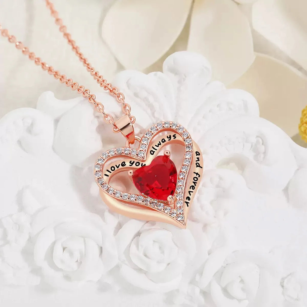 Heart Pendant Necklaces For Women With Rose Flower Gift Box Girlfriend Mother Family Birthday Fashion Romantic Surprise Gifts