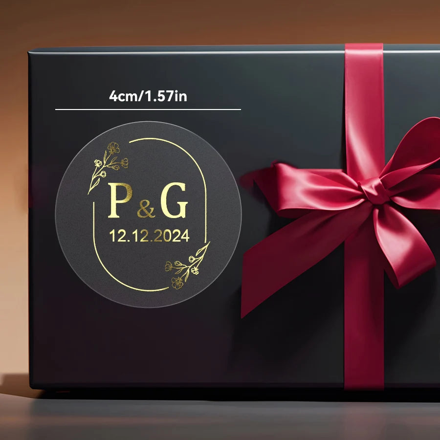 Custom Gold Foil Stickers Wedding nvitation card gift box Personalized Round logo Bridal Party Decoration Hebrew Minor Language