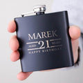 21st or 18th Birthday Gift A Personalised 8oz Matte Black Hip Flask